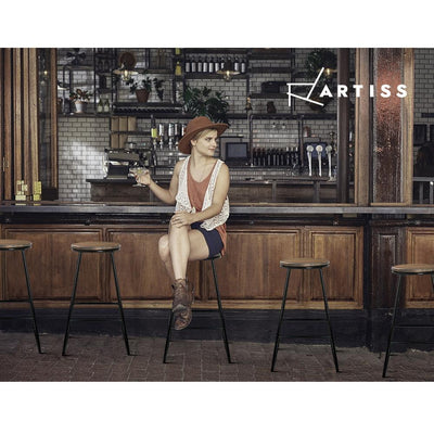 Artiss 4x Retro Bar Stools Rustic Vintage Kitchen Stools Chairs Metal Pine Wood Seat 66cm