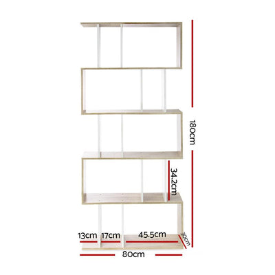 Artiss 5 Tier Display Book Storage Shelf Unit - White Brown Payday Deals