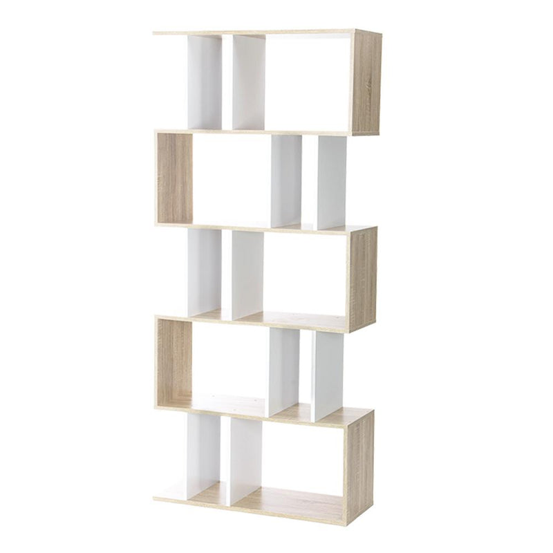 Artiss 5 Tier Display Book Storage Shelf Unit - White Brown Payday Deals