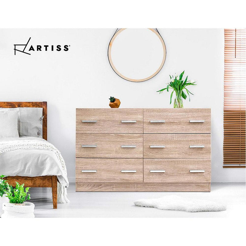 Artiss 6 Chest of Drawers Cabinet Dresser Table Tallboy Lowboy Storage Wood Payday Deals