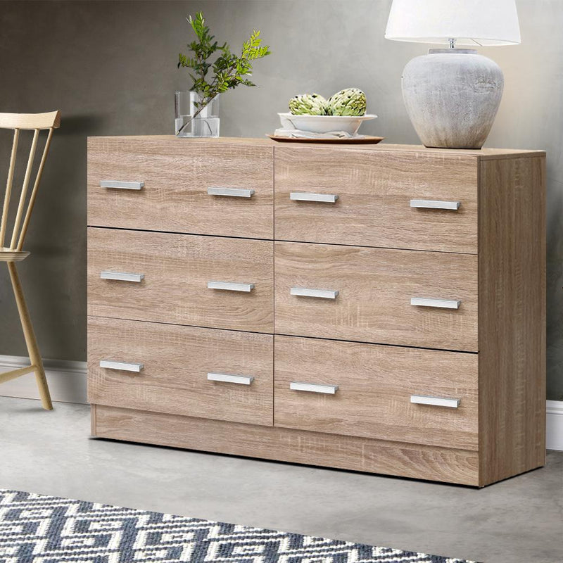 Artiss 6 Chest of Drawers Cabinet Dresser Table Tallboy Lowboy Storage Wood Payday Deals