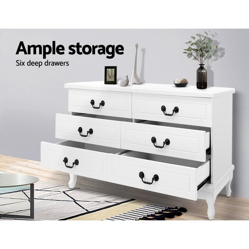 Artiss 6 Chest of Drawers Dresser Tallboy Lowboy Storage Cabinet Bedroom White Payday Deals