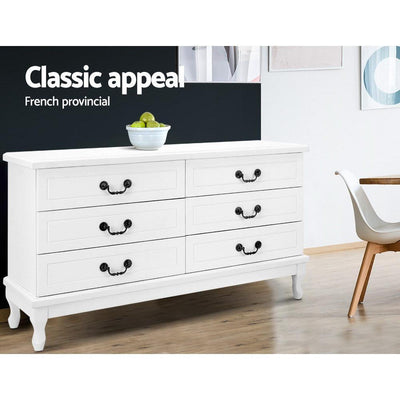 Artiss 6 Chest of Drawers Dresser Tallboy Lowboy Storage Cabinet Bedroom White Payday Deals