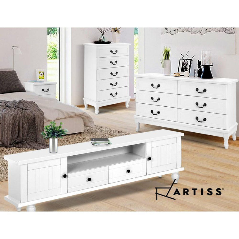 Artiss 6 Chest of Drawers Dresser Tallboy Lowboy Storage Cabinet Bedroom White Payday Deals