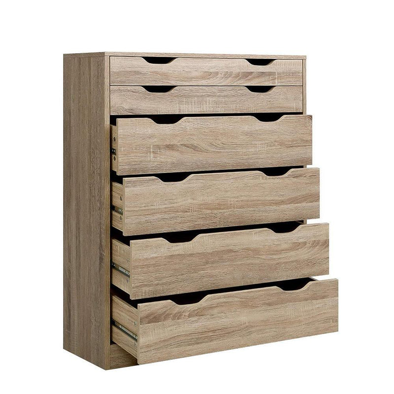 Artiss 6 Chest of Drawers Tallboy Dresser Table Storage Cabinet Oak Bedroom Payday Deals