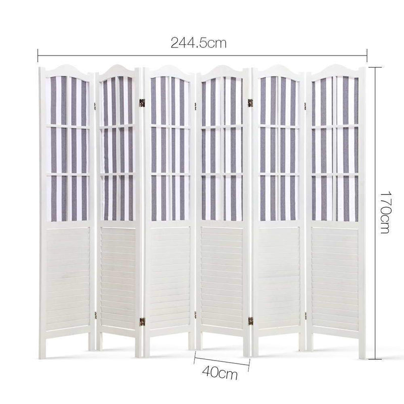 Artiss 6 Panel Foldable Wooden Room Divider - White
