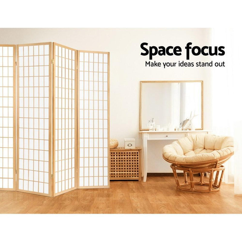 Artiss 6 Panel Room Divider Privacy Screen Foldable Pine Wood Stand Natural