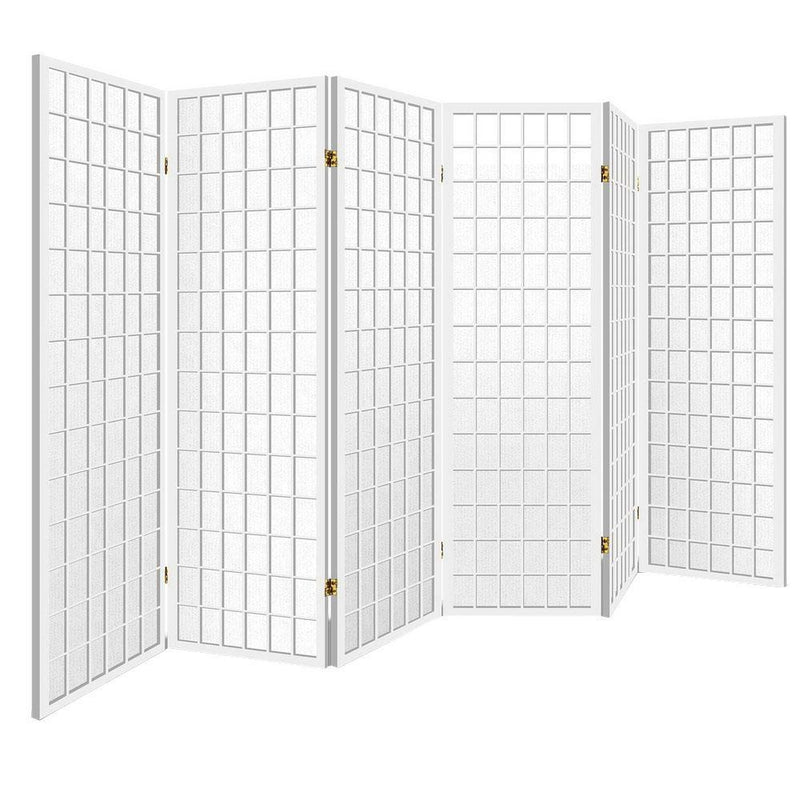 Artiss 6 Panel Room Divider Privacy Screen Foldable Pine Wood Stand White Payday Deals