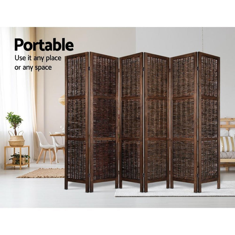 Artiss 6 Panel Room Divider Privacy Screen Foldable Wood Willow Stand