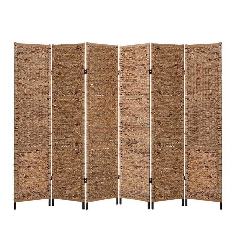 Artiss 6 Panel Room Divider Privacy Screen Water Hyacinth Patition Metal Stand Natural Payday Deals