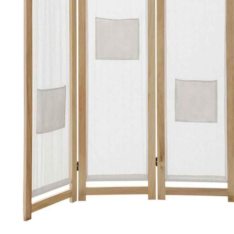 Artiss 6 Panel Room Divider Privacy Screen Wood Fabric Foldable Stand White Natural Payday Deals