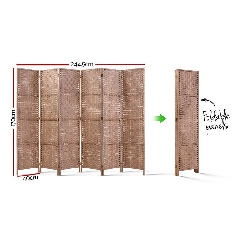 Artiss 6 Panel Room Divider Screen Privacy Rattan Timber Foldable Dividers Stand Hand Woven Payday Deals