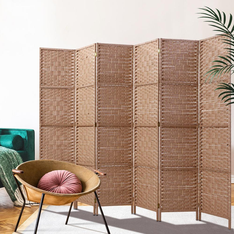 Artiss 6 Panel Room Divider Screen Privacy Rattan Timber Foldable Dividers Stand Hand Woven Payday Deals