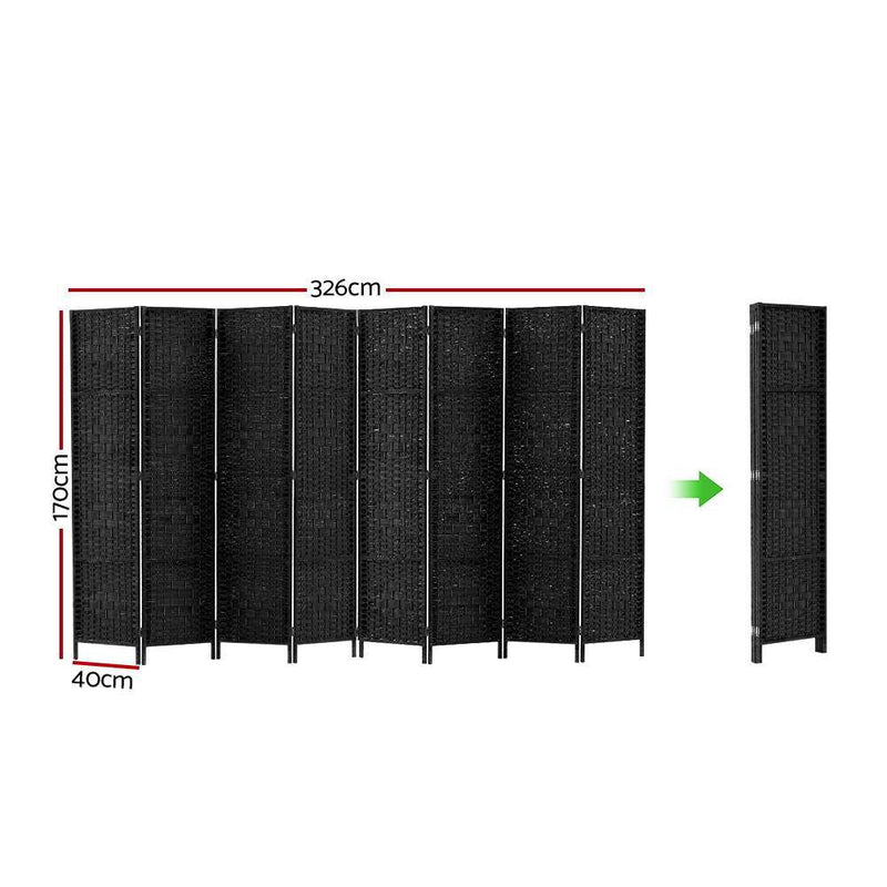 Artiss 8 Panel Room Divider Screen Privacy Timber Foldable Dividers Stand Black Payday Deals