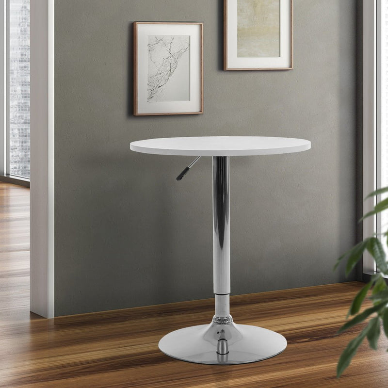 Artiss Adjustable Bar Table Gas Lift Wood Metal - White and Chrome Payday Deals