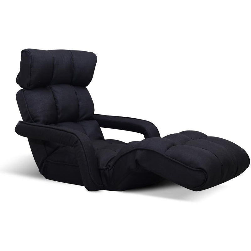 Artiss Adjustable Lounger with Arms - Black - Payday Deals