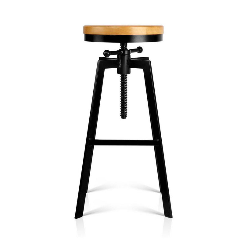Artiss Adjustable Height Swivel Bar Stool - Black and Wood Payday Deals