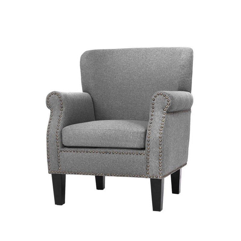 Artiss Armchair Accent Chair Retro Armchairs Lounge Accent Chair Single Sofa Linen Fabric Seat Grey Payday Deals