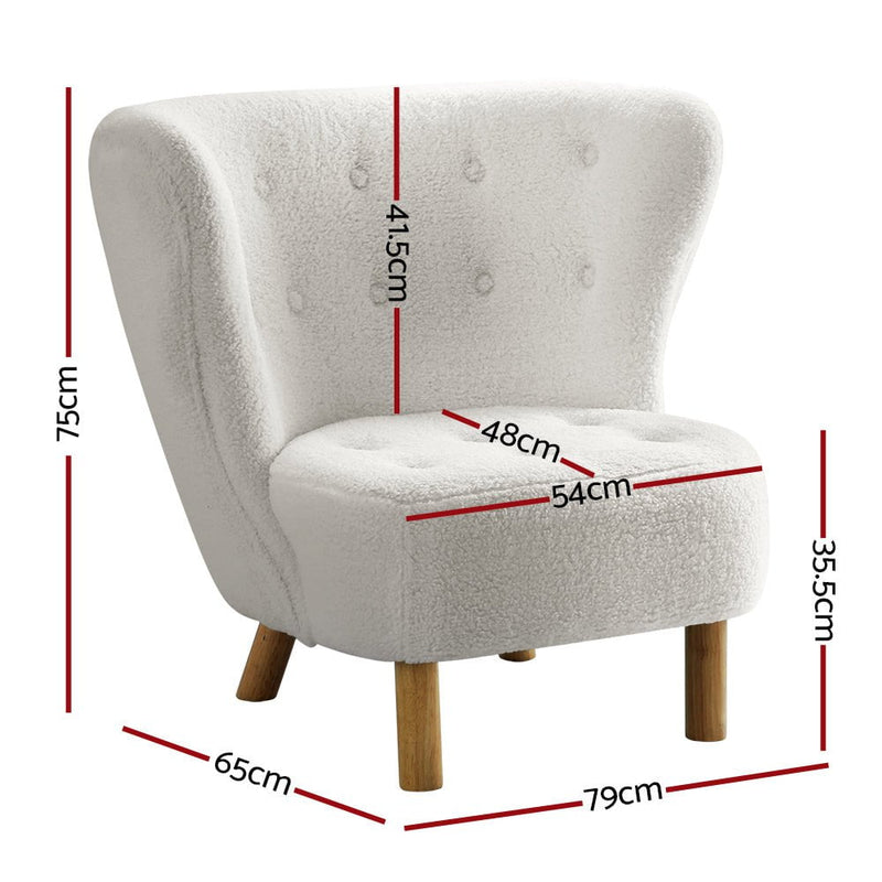 Artiss Armchair Lounge Accent Chair Armchairs Couch Chairs Sofa Bedroom White Payday Deals