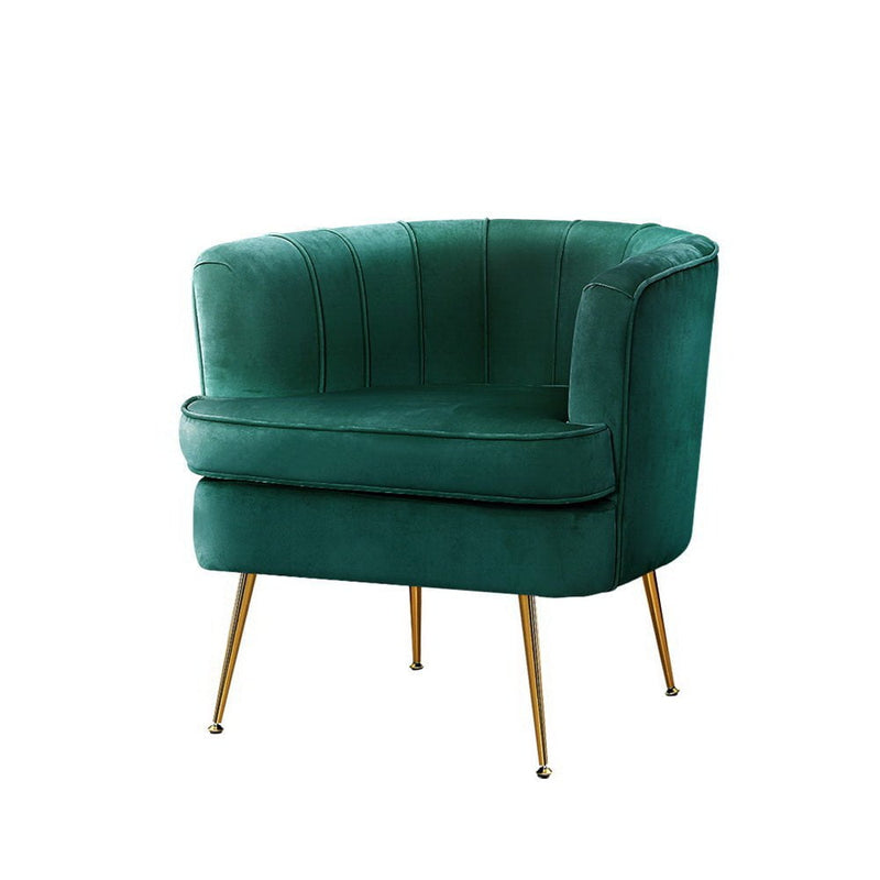 Artiss Armchair Lounge Accent Chair Armchairs Sofa Chairs Velvet Green Couch Payday Deals