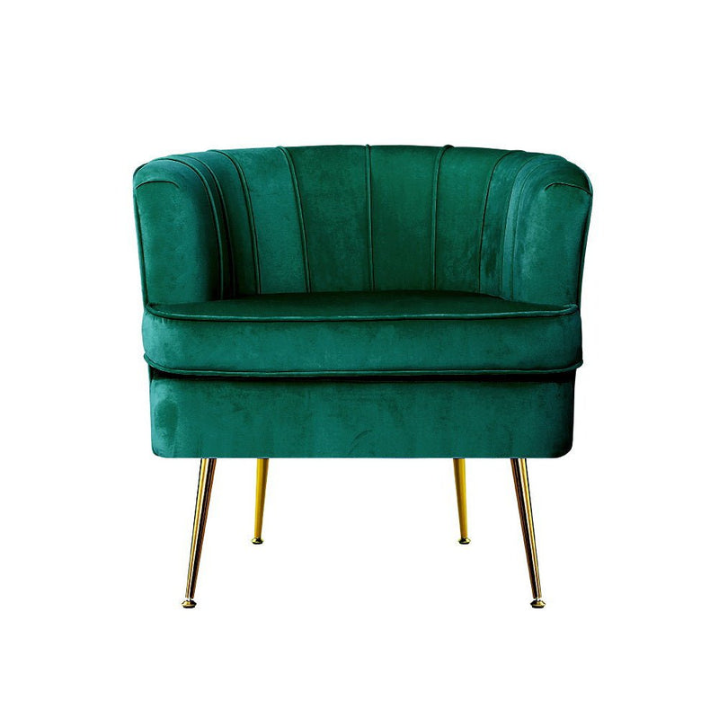 Artiss Armchair Lounge Accent Chair Armchairs Sofa Chairs Velvet Green Couch Payday Deals