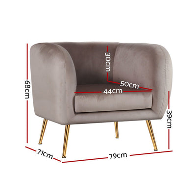 Artiss Armchair Lounge Arm Chair Sofa Accent Armchairs Chairs Couch Velvet Beige Payday Deals