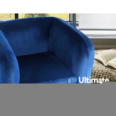 Artiss Armchair Lounge Arm Chair Sofa Accent Armchairs Chairs Couch Velvet Navy Payday Deals