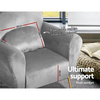 Artiss Armchair Lounge Chair Accent Armchairs Chairs Sofa Grey Velvet Cushion Payday Deals