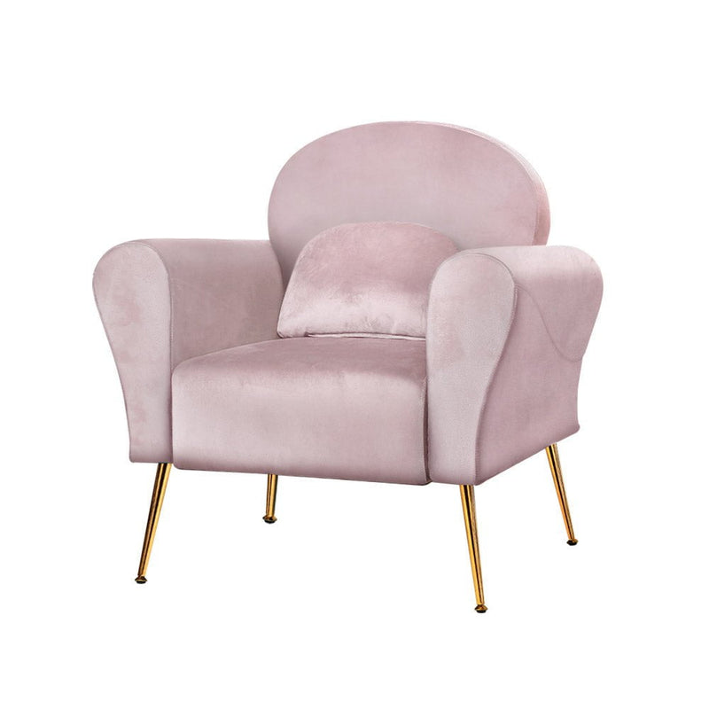 Artiss Armchair Lounge Chair Accent Armchairs Chairs Sofa Pink Velvet Cushion Payday Deals