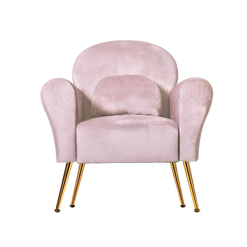 Artiss Armchair Lounge Chair Accent Armchairs Chairs Sofa Pink Velvet Cushion Payday Deals