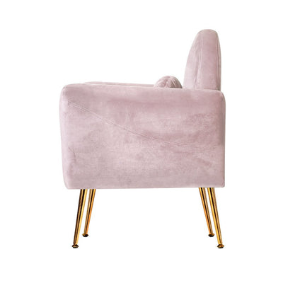 Artiss Armchair Lounge Chair Accent Armchairs Chairs Sofa Pink Velvet Cushion Payday Deals