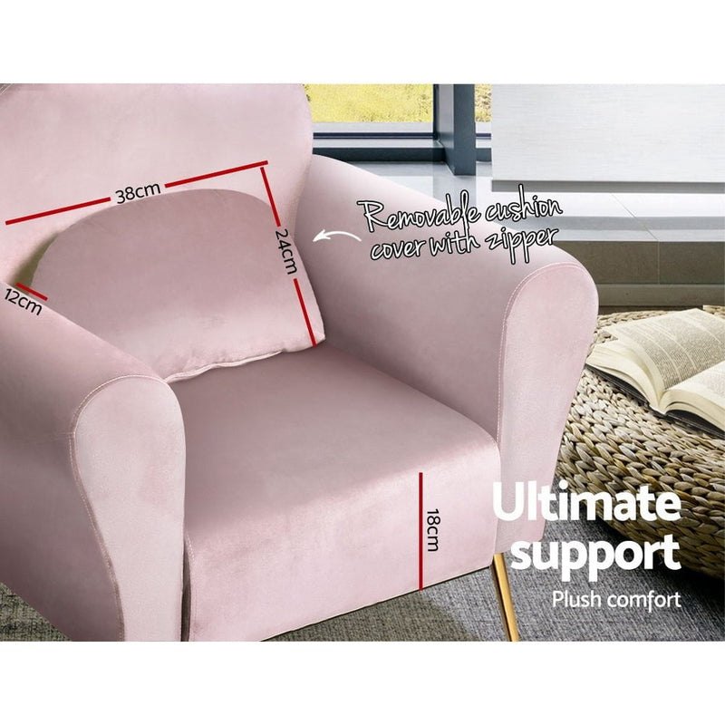 Artiss Armchair Lounge Chair Accent Armchairs Chairs Sofa Pink Velvet Cushion Payday Deals