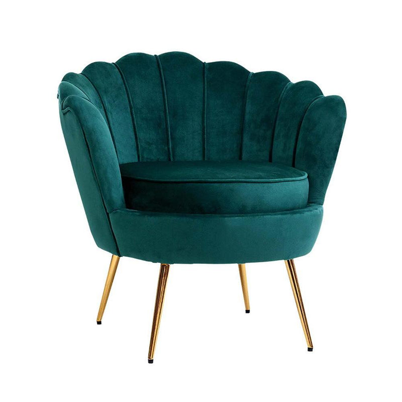 Artiss Armchair Lounge Chair Accent Armchairs Retro Lounge Accent Chair Single Sofa Velvet Shell Back Seat Green Payday Deals