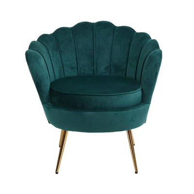 Artiss Armchair Lounge Chair Accent Armchairs Retro Lounge Accent Chair Single Sofa Velvet Shell Back Seat Green Payday Deals