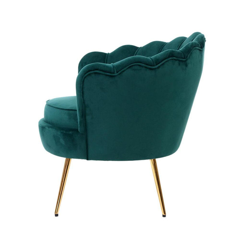 Artiss Armchair Lounge Chair Accent Armchairs Retro Lounge Accent Chair Single Sofa Velvet Shell Back Seat Green Payday Deals