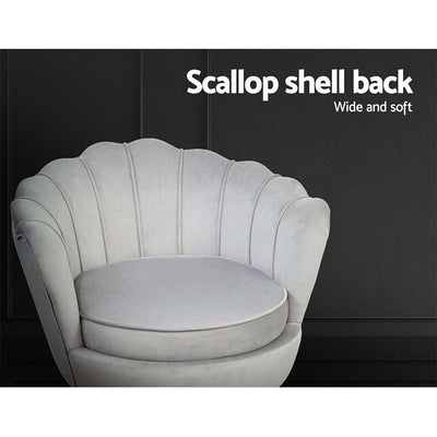 Artiss Armchair Lounge Chair Accent Armchairs Retro Single Sofa Velvet Grey Payday Deals