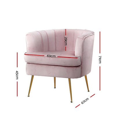 Artiss Armchair Lounge Chair Accent Armchairs Sofa Chairs Velvet Pink Couch Payday Deals