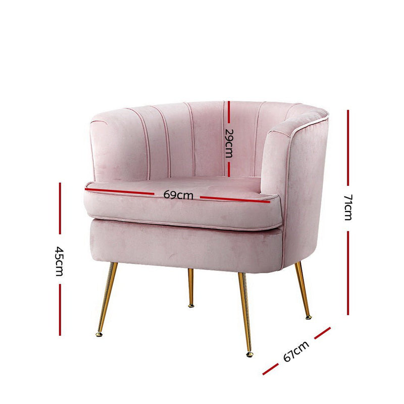 Artiss Armchair Lounge Chair Accent Armchairs Sofa Chairs Velvet Pink Couch Payday Deals