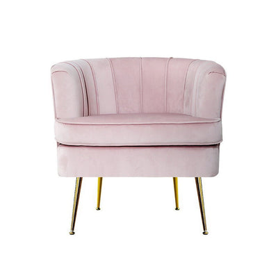 Artiss Armchair Lounge Chair Accent Armchairs Sofa Chairs Velvet Pink Couch Payday Deals