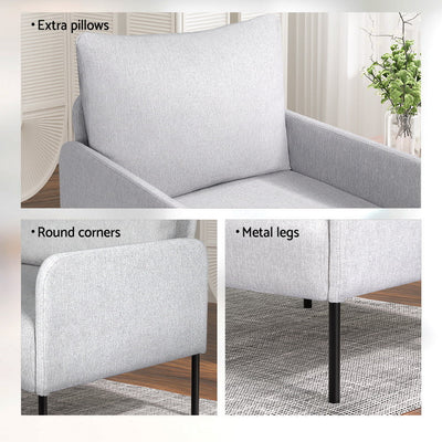 Artiss Armchair Lounge Chair Accent Chair Single Sofa Grey Linen Fabric Payday Deals