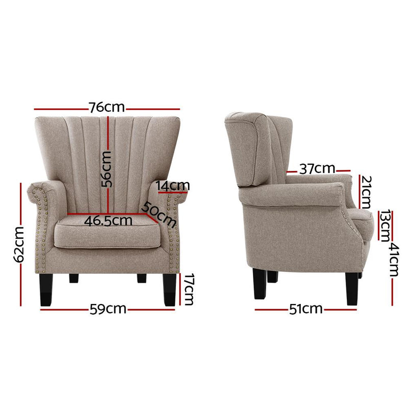 Artiss Armchair Lounge Chair Accent Chairs Armchairs Fabric Single Sofa Beige Payday Deals