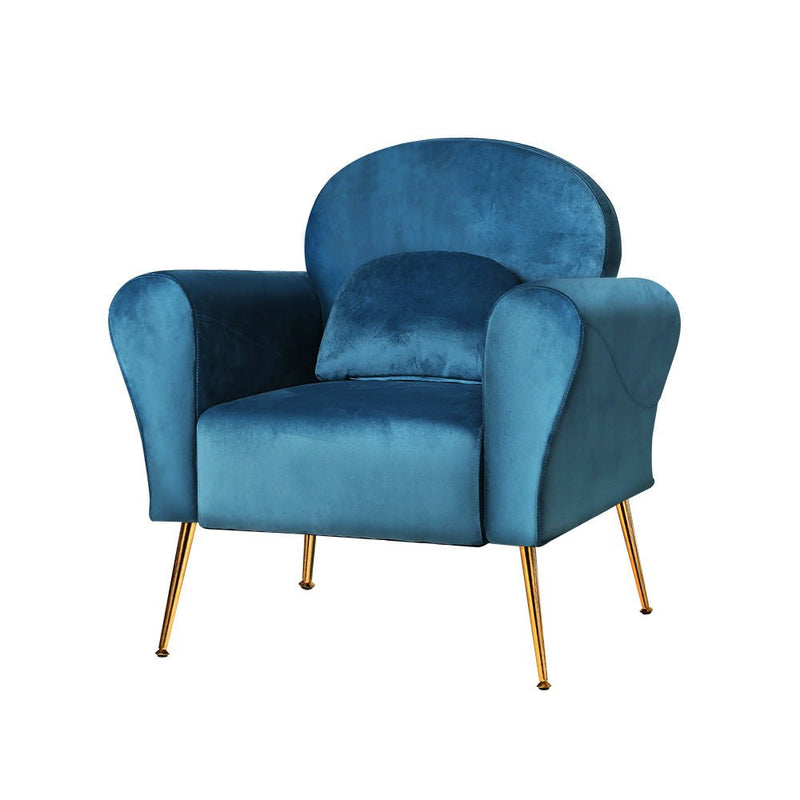 Artiss Armchair Lounge Chair Accent Chairs Armchairs Sofa Navy Velvet Cushion Payday Deals