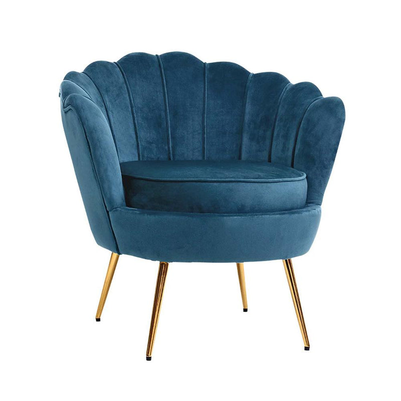 Artiss Armchair Lounge Chair Accent Retro Armchairs Lounge Shell Velvet Navy Payday Deals