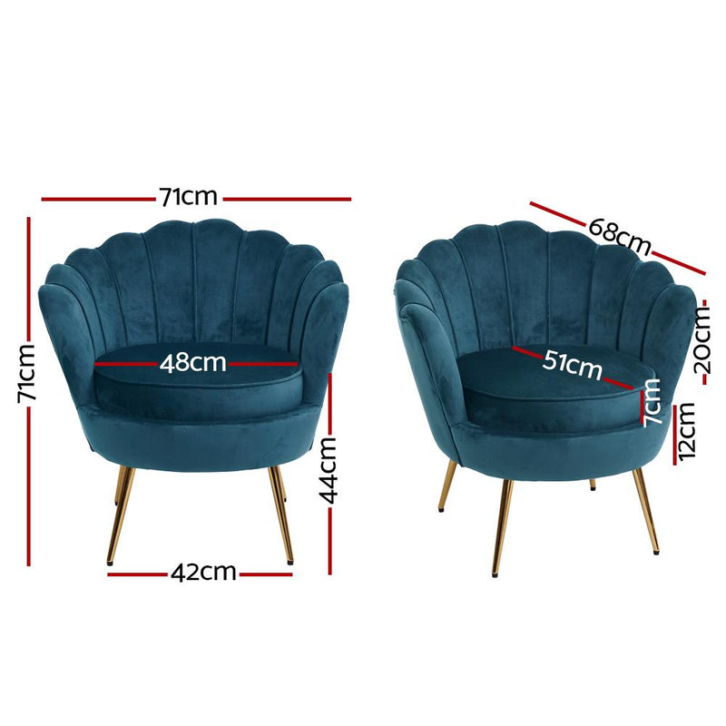 Artiss Armchair Lounge Chair Accent Retro Armchairs Lounge Shell Velvet Navy Payday Deals