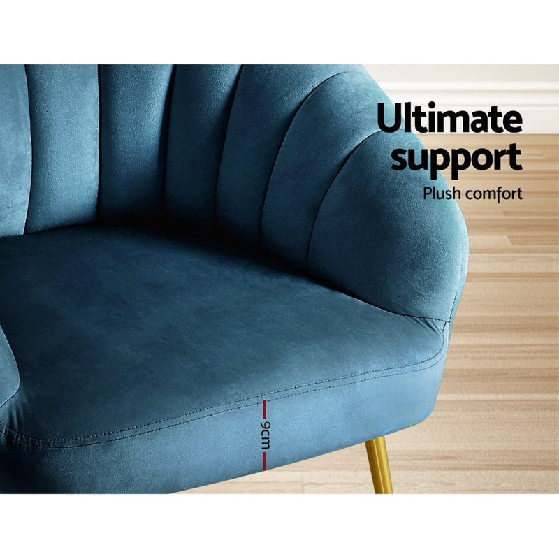 Artiss Armchair Lounge Chair Armchairs Accent Chairs Navy Blue Velvet Sofa Couch Payday Deals