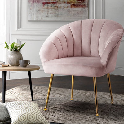 Artiss Armchair Lounge Chair Armchairs Accent Chairs Velvet Sofa Pink Couch Payday Deals
