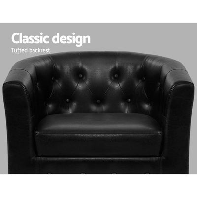 Artiss Armchair Lounge Chair Ottoman Tub Accent Chairs PU Leather Sofa Armchairs Black Payday Deals