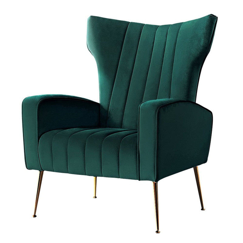 Artiss Armchair Lounge Chairs Accent Armchairs Chair Velvet Sofa Green Seat Payday Deals