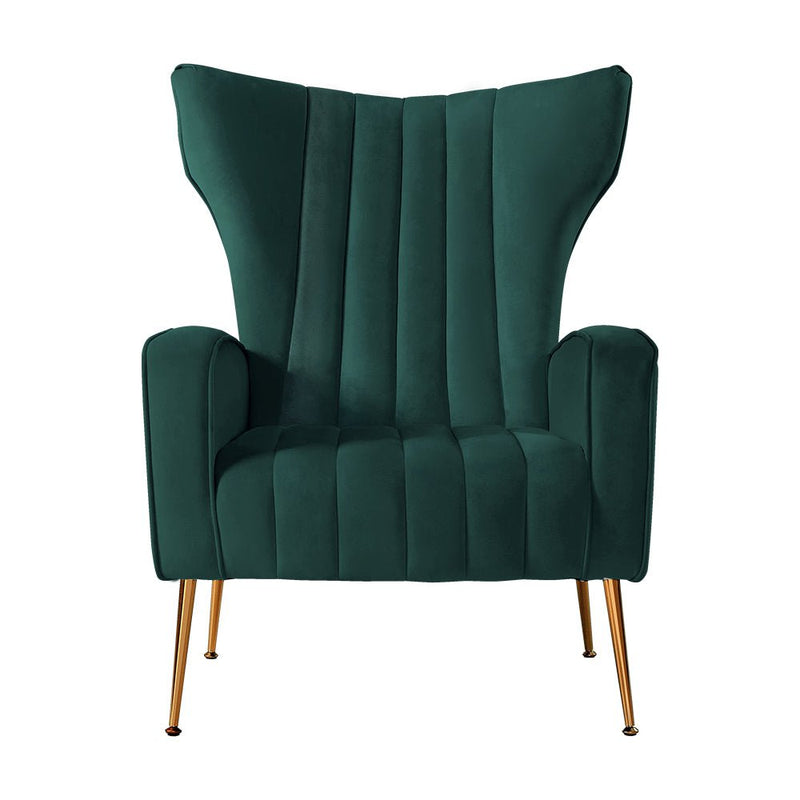 Artiss Armchair Lounge Chairs Accent Armchairs Chair Velvet Sofa Green Seat Payday Deals