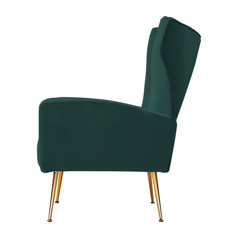 Artiss Armchair Lounge Chairs Accent Armchairs Chair Velvet Sofa Green Seat Payday Deals